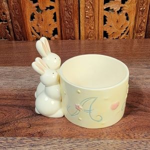 Vintage Kathy Orr for Charpente Bunny ABC Ceramic Mini Planter